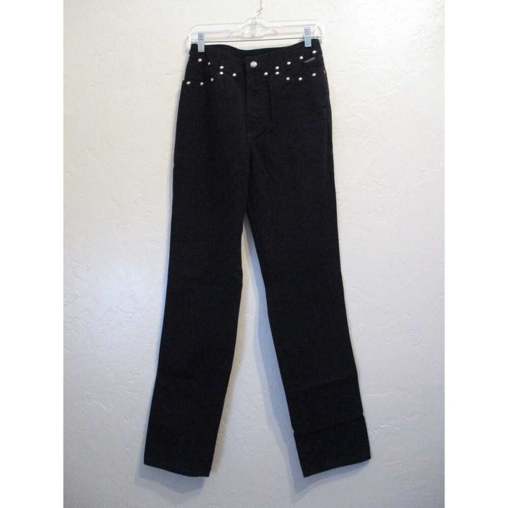 VTG Rockies Womens Sz 28 Long High Waist Black Denim Western Jeans Country